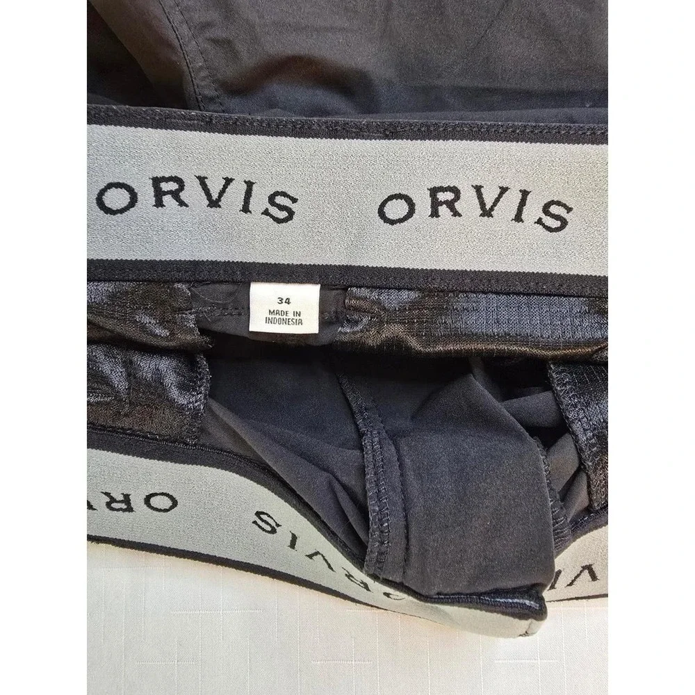 Orvis Mens Black Performance Cargo Shorts Size 34 Quick Dry Stretch Outdoor